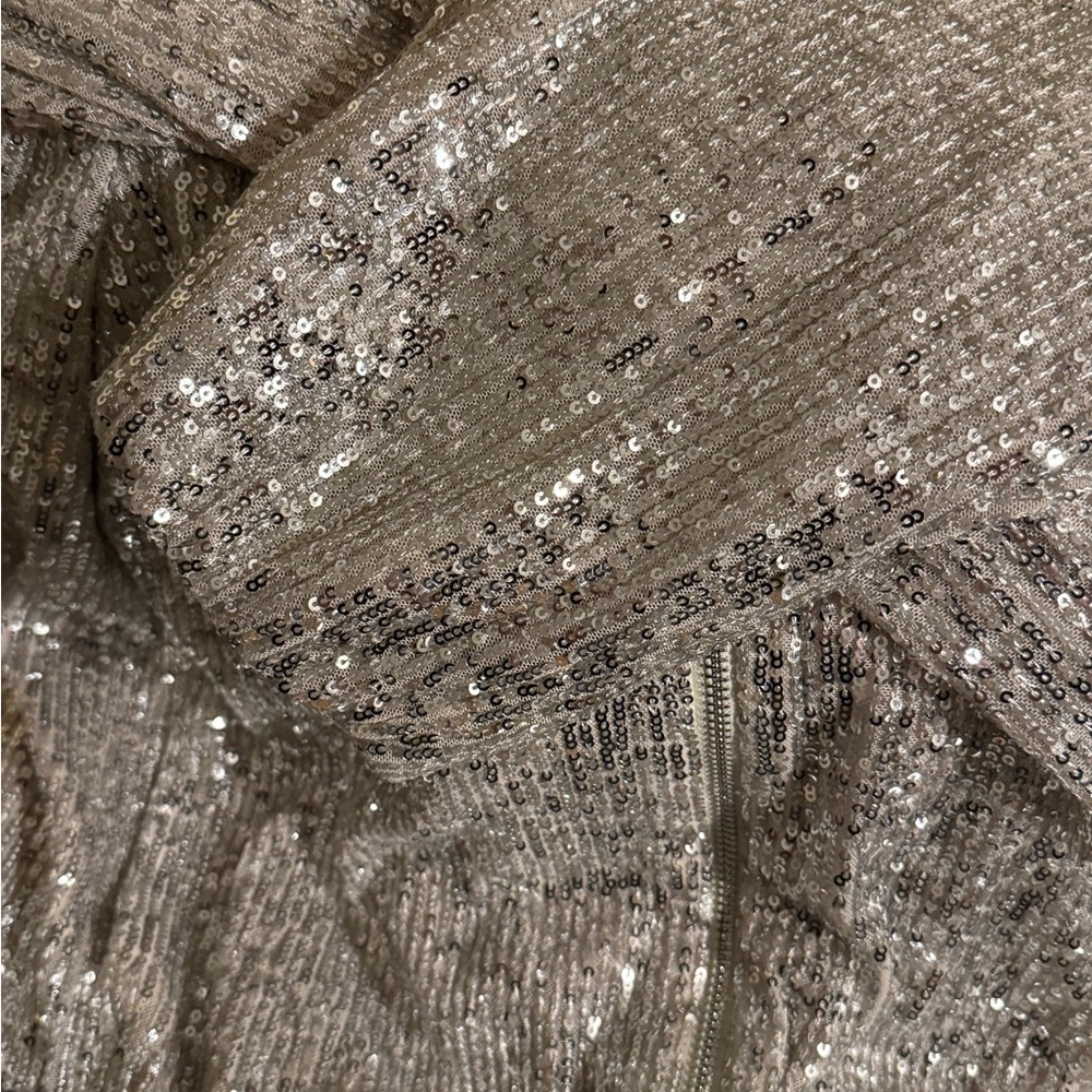 LOFT Silver Sequin Bomber Jacket - image 2